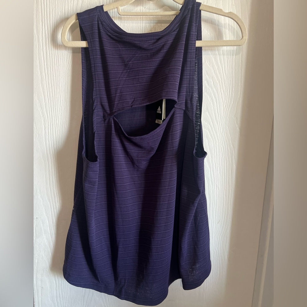 Adidas Chill Tank Purple Tank Scoop Neck Athletic Fit Sleeveless Stretch Size L - Picture 4 of 11
